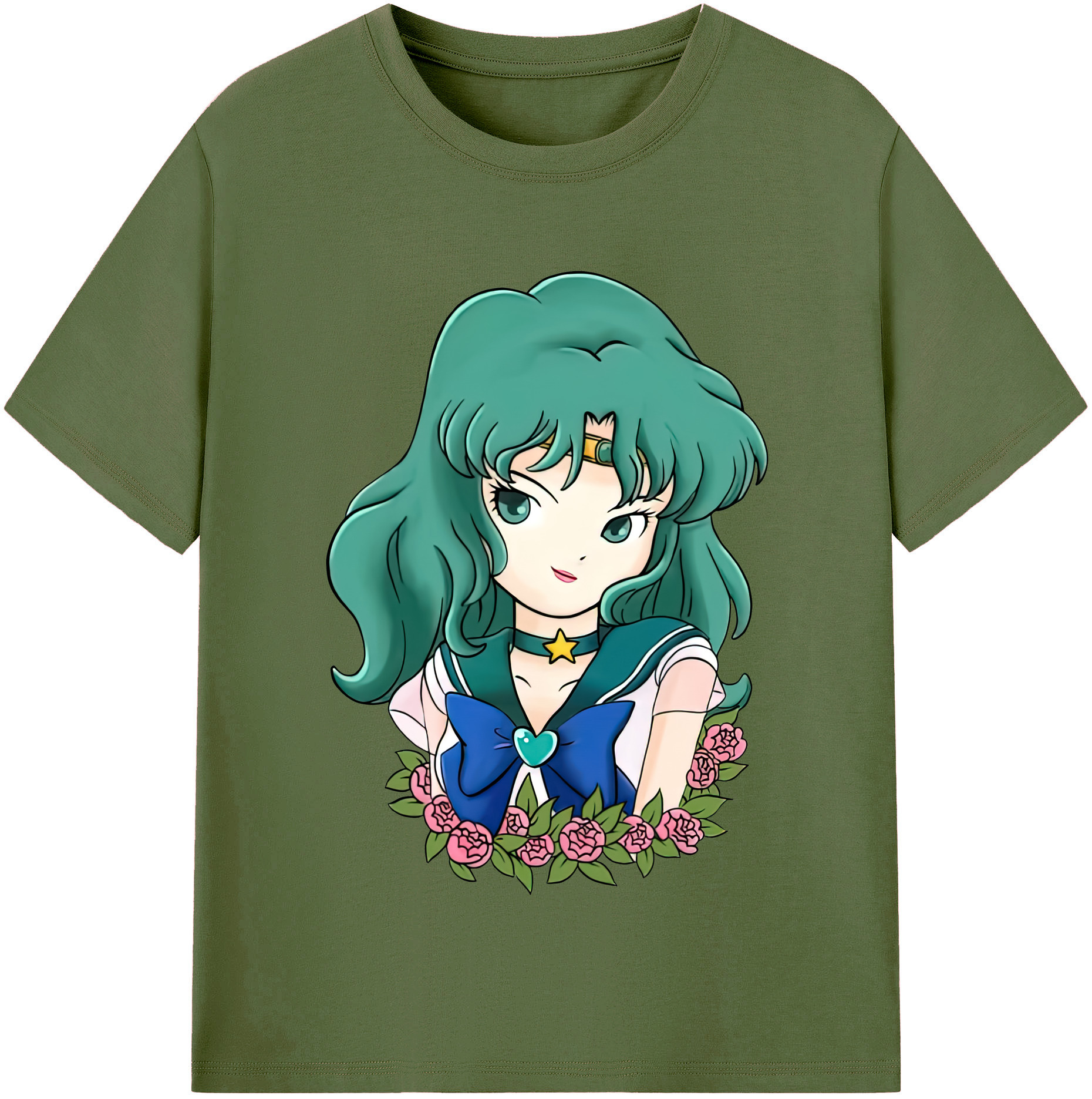 （画像用） 美少女戦士セーラームーン 海王 みちる（かいおう みちる） Sailor Moon Kaiou Michiru 綿100％半袖Tシャツ（フロントプリント）